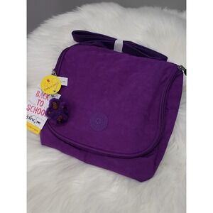 NEW KIPLING Purple Insulated Zip-Around Kichirou Lunch Bag Tile Purple Crossbody